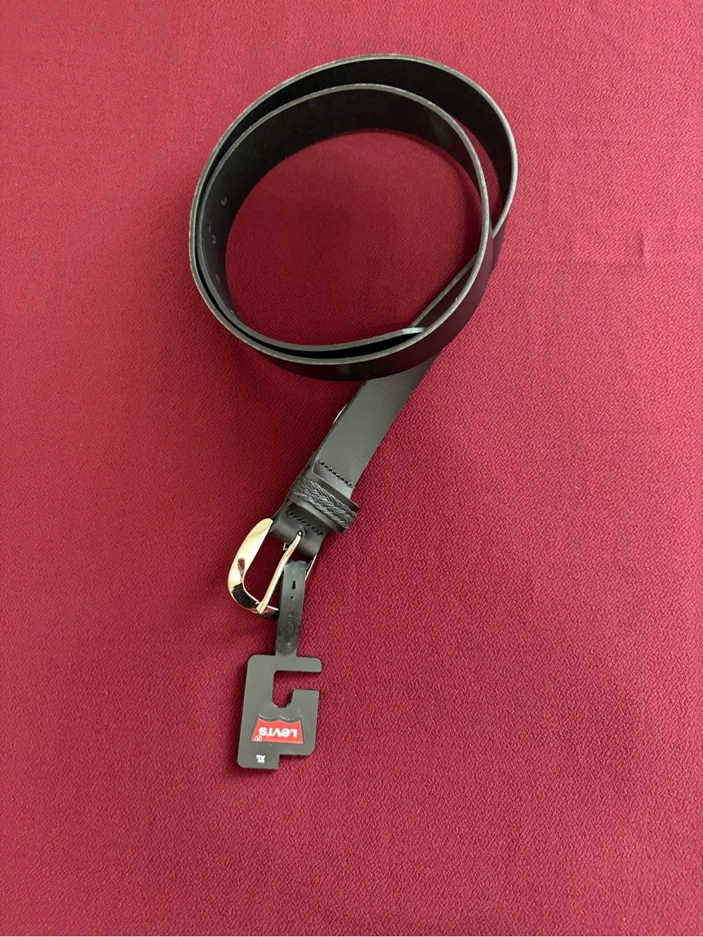Levi's Black Leather Belt with Silver Buckle and Branded Tag
